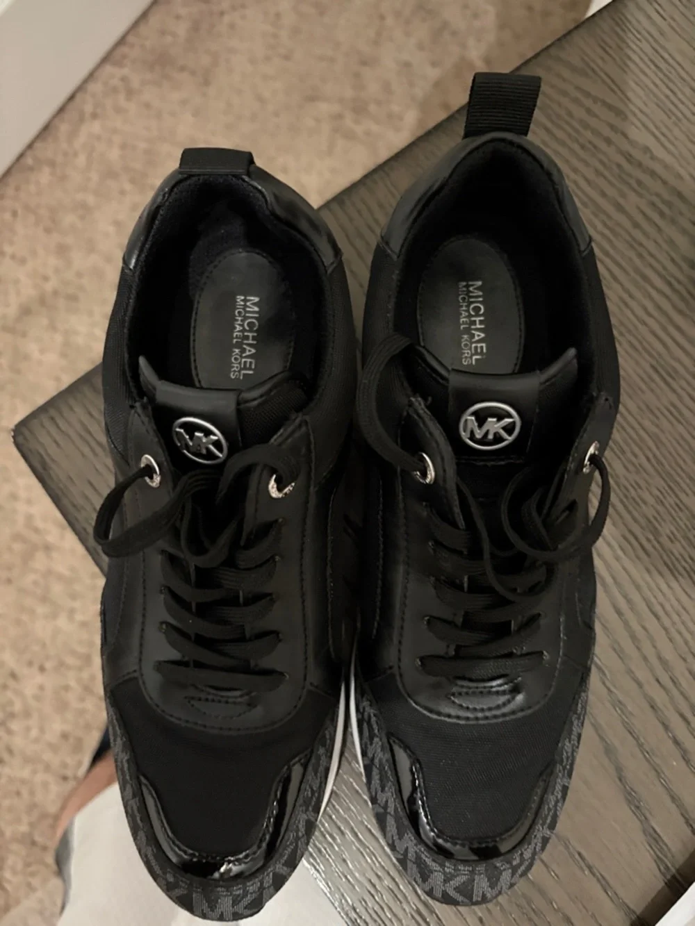 Michael Kors Black Monogram Sneakers (Excellent Condition) - Picture 4 of 5